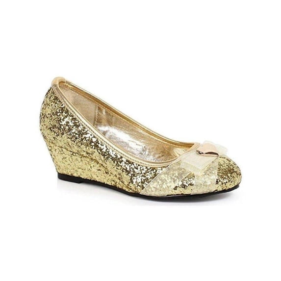 Ellie Shoe E-171-PRINCESS 1" Heel Childrens Glitter Princess Shoe with Heart dcor. Gold / XS