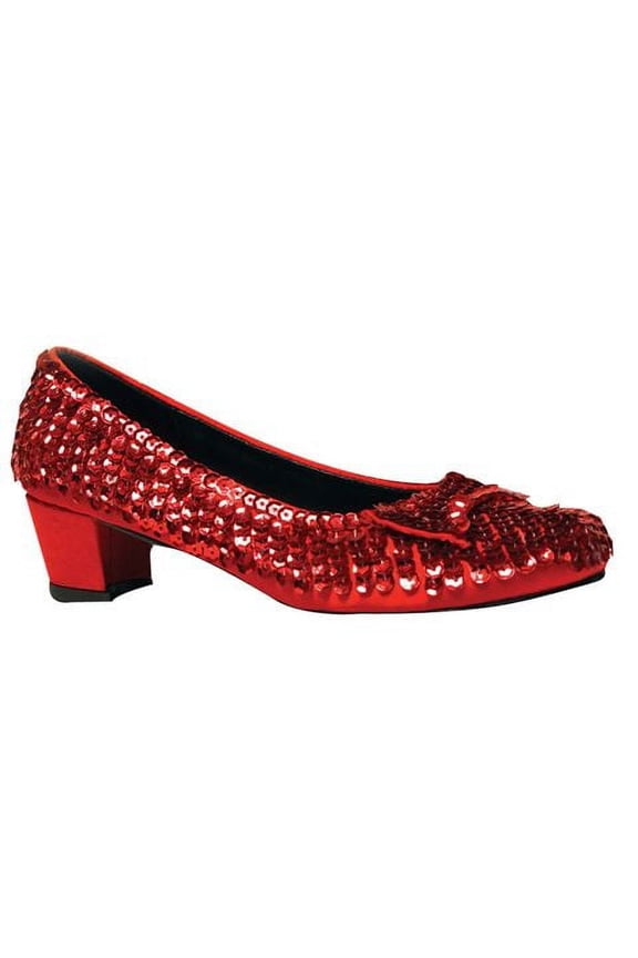 Ellie Shoes 1 Inch Heel Sequined Red Costume Slipper Shoe | Child Small Female