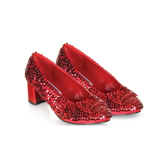 Ellie Shoes 1 Inch Heel Sequined Red Costume Slipper Shoe | Child X-Small Female