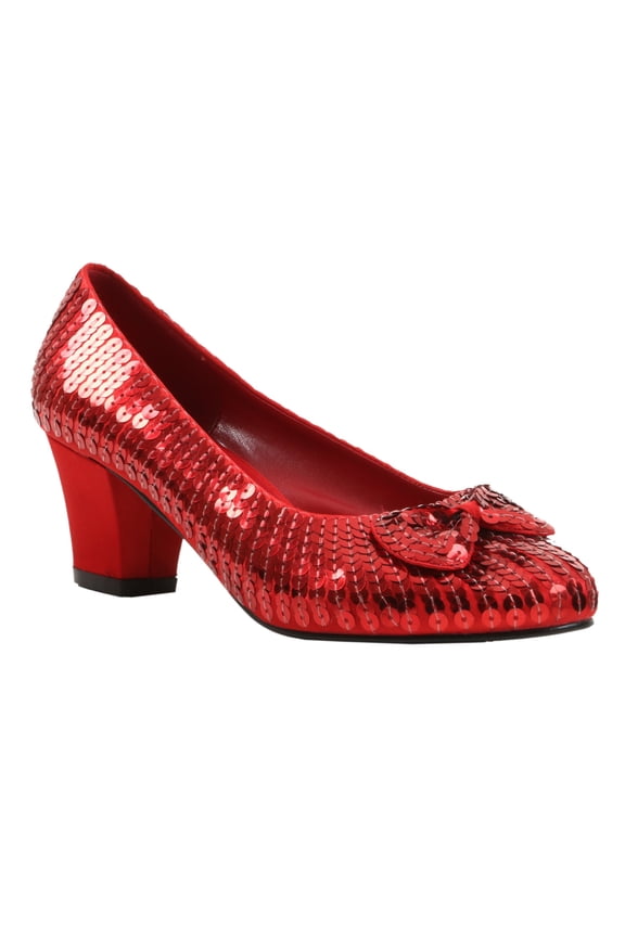 Shoes 1 Inch Heel Sequined Red Costume Slipper Shoe | Child X-Small Female