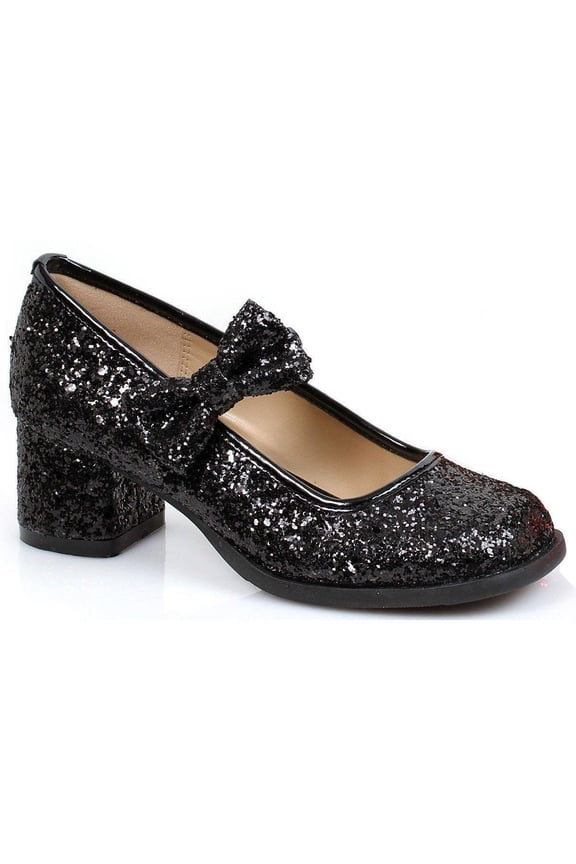E-175-Harmony 1 Heel Red Glitter Maryjane Children Black / S