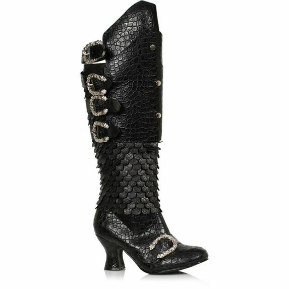 Ellie Shoes E-253-Draga Medieval Womens Combat Boot with removable Cuff Black / 7