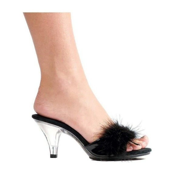 Ellie Shoes E-305-Sasha 3 inch Heel Womans Maribou Slipper Black / 11
