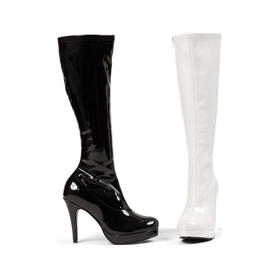 Ellie Shoes E-421-Groove 4" Knee-High Womens Boots with Zipper. White / 12
