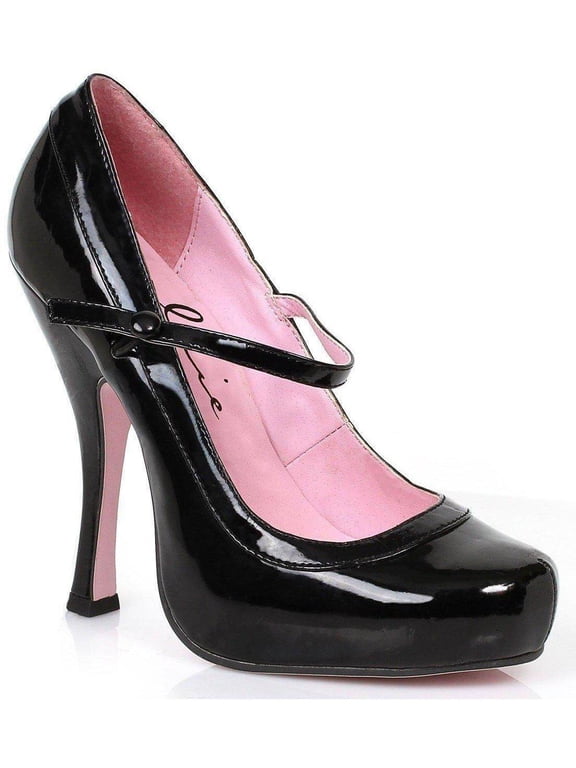 E-423-Babydoll 4" Heel Womans Patent Mary Jane with 1"Concealed Platform. White / 5