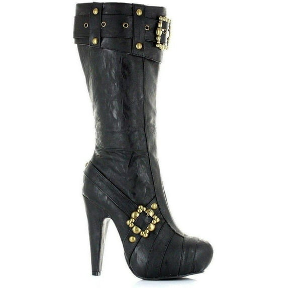 Ellie Shoes E-426-Aubrey 4" Women's Knee High Steampunk Boots With Buckles And Studs.