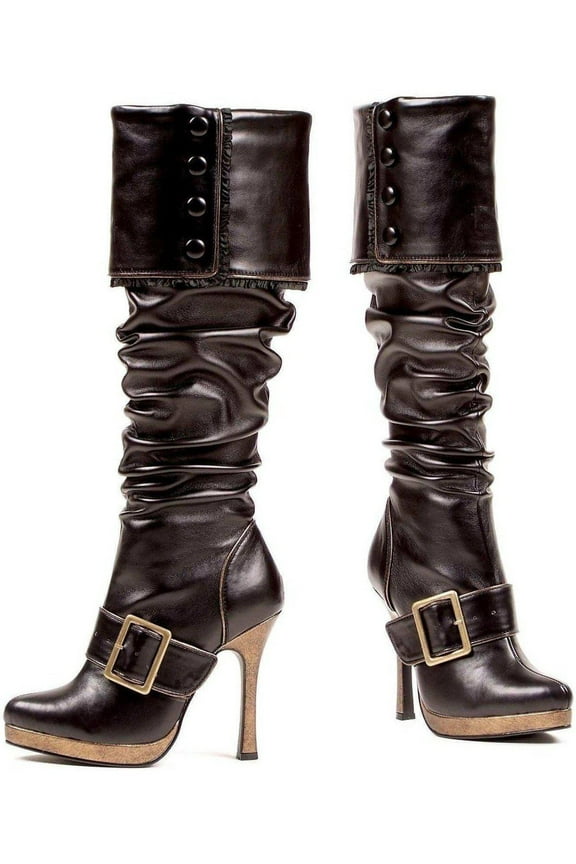 Shoes E-426-Grace 4" Heel Womens Costume Knee High Boots. Black pu / 6