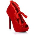 thumbnail image 1 of Ellie Shoes E-517-Claissa 5 Bootie with satin ruffleand tie Black Velvet / 6, 1 of 6