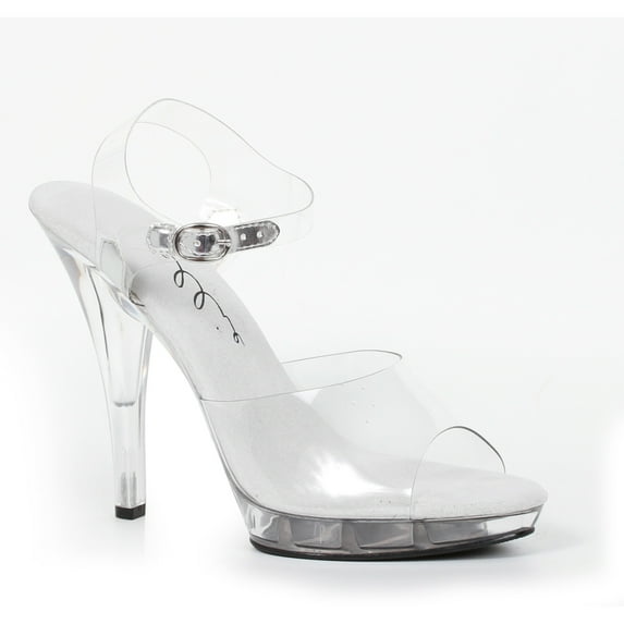 Ellie Shoes E-521-Brook-W 5" Heel Clear Womens WIDE Width Sandal. Clear / 6