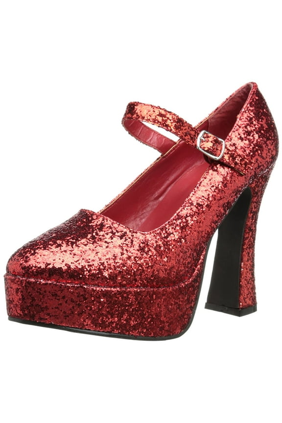 E-557-Eden-G 5" Chunky Heel Glitter Women's Costume Mary Jane Pump.