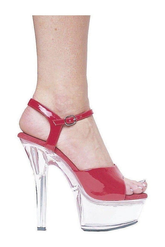 E-601-Juliet-C 6" Heel Womens Sandal With Clear Bottom. 9 / Red/Clear