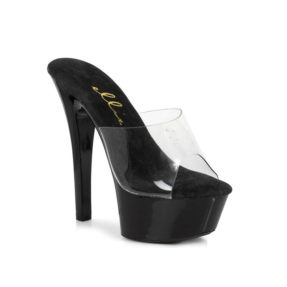 Ellie Shoes E-601-Vanity 6" Heel Womens Mule Sandal. Clear/Black / 9
