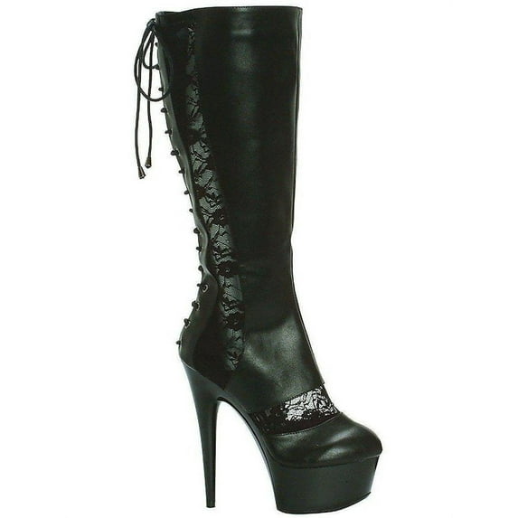 Ellie Shoes E-609-Haley 6 Stiletto Boot with Lace Detail 7 / Black