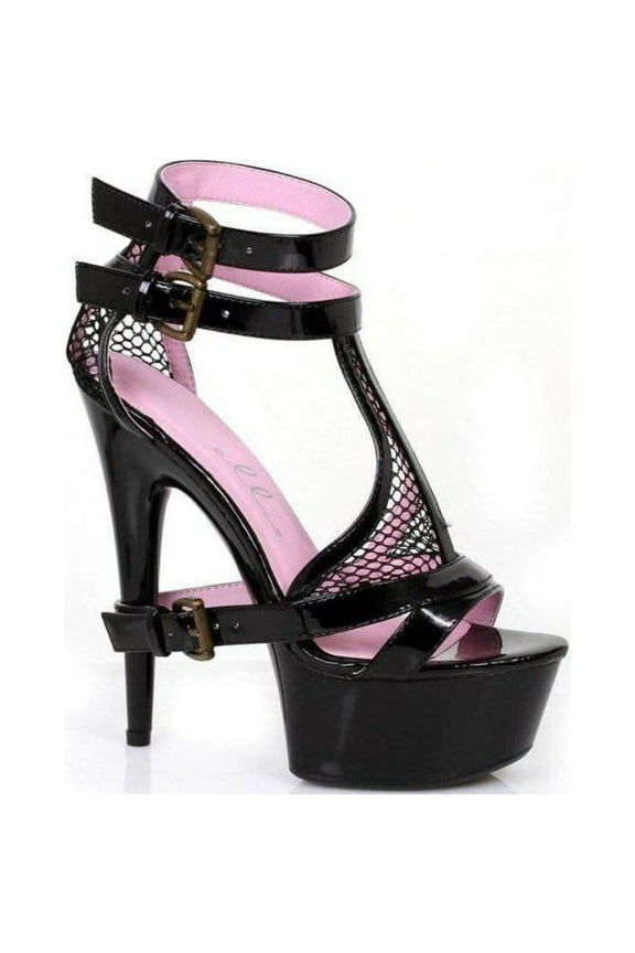 E-609-Levi 6" Double Ankle Strap Womans Heel. Black / 11