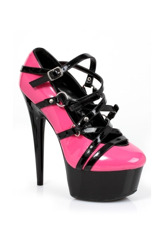 E-609-Lolly 6 Pointed Heel Platform Sandal 5 / Pink