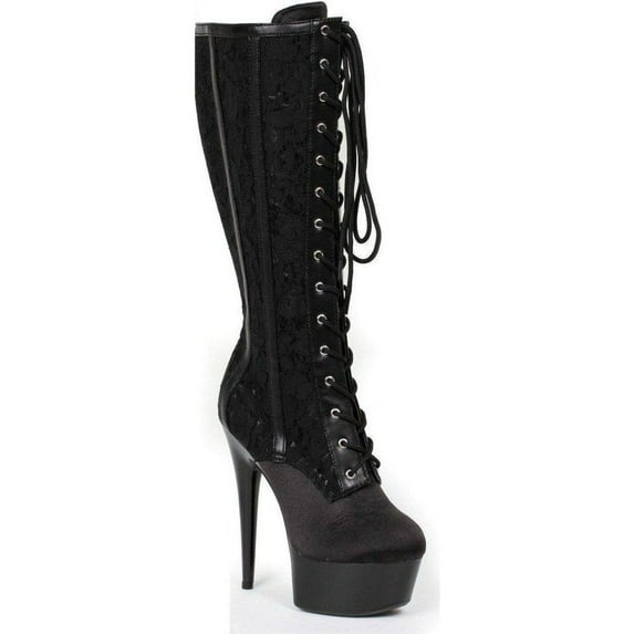 Ellie Shoes E-609-Raven-L 6" Lace Knee High Womens Boot. 6 / Black/Red