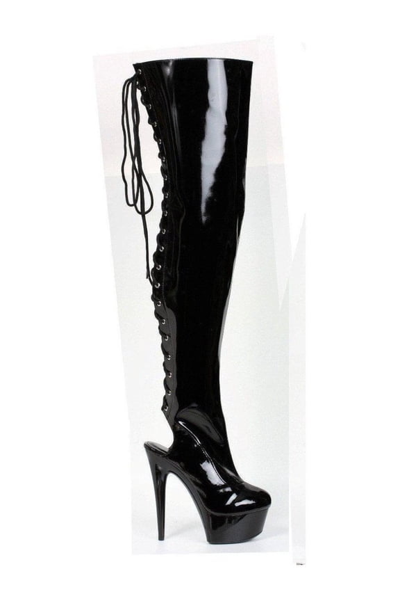 E-609-Royal 6 Lace Up Black Boot With Open Heel 6 / Black