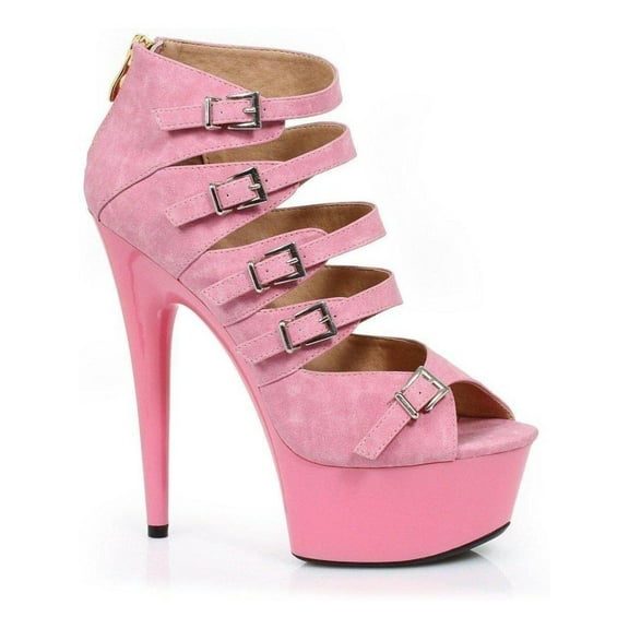 Ellie Shoes E-609-Una 6" Womens Stiletto In Pu w/multi buckle Accents. 8 / Nude