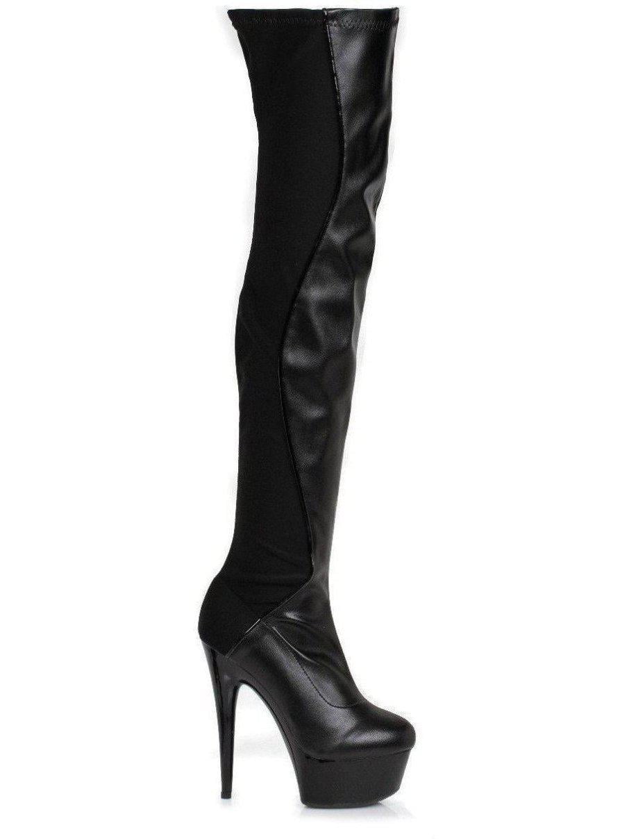 Ellie Shoes Women's Neon Thigh High Boots – 6 Inch Heel, Platform, Spandex Back Rave Boots - View #2