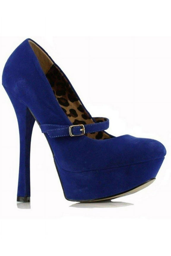 E-633-PAYTON-V 6"Fetish Womens Pump In Velvet. 5 / Blue