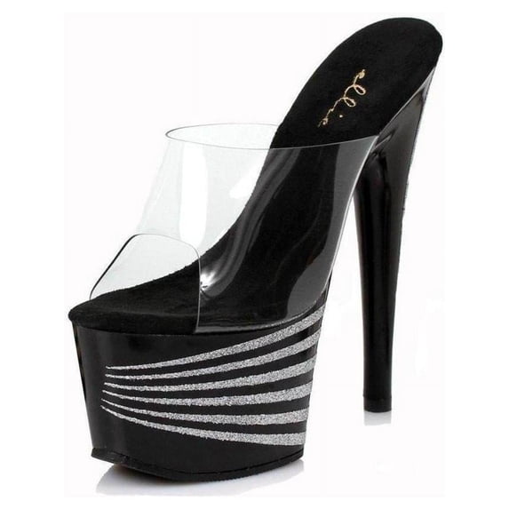 Ellie Shoes E-709-Space 7 Inch Womens Glitter Mule. 10 / Clear
