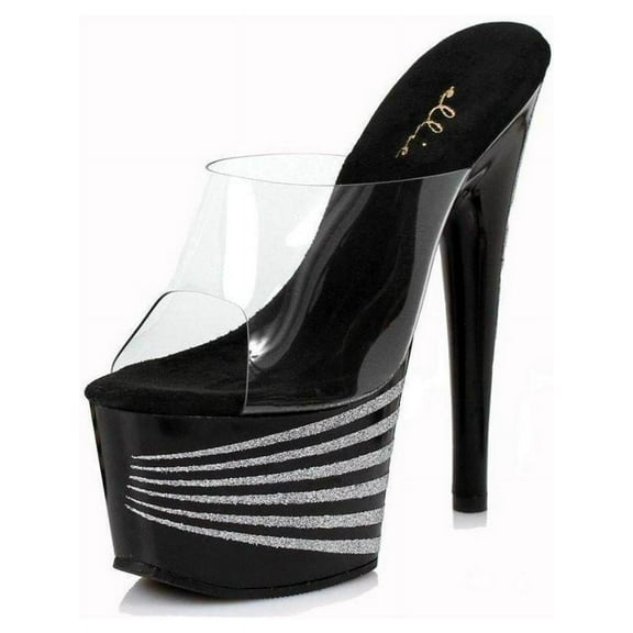 Ellie Shoes E-709-Space 7 Inch Womens Glitter Mule. 11 / Black/Silver