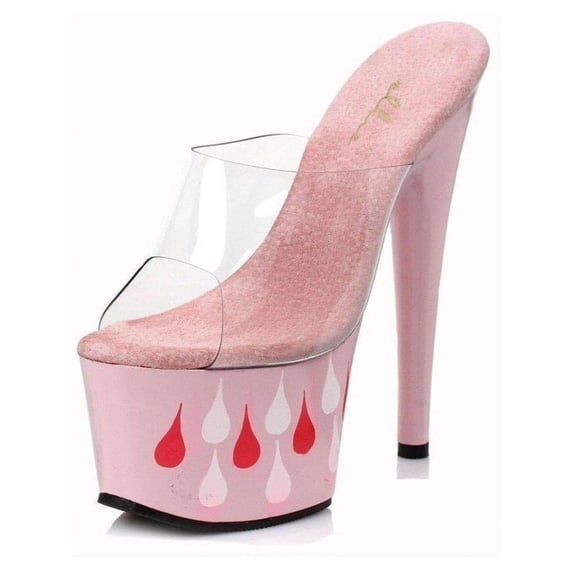 Ellie Shoes E-709-Teardrop 7 inch Womens Mule With Teardrop Pattern. Pink / 11