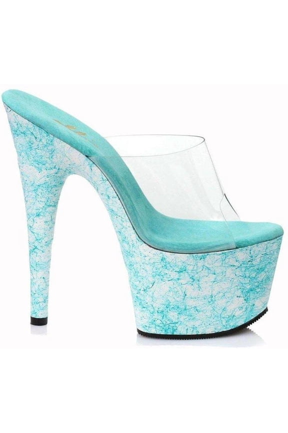 E-709-Web 7 Inch Womens Web Design Mule. 12 / Clear/Baby Blue