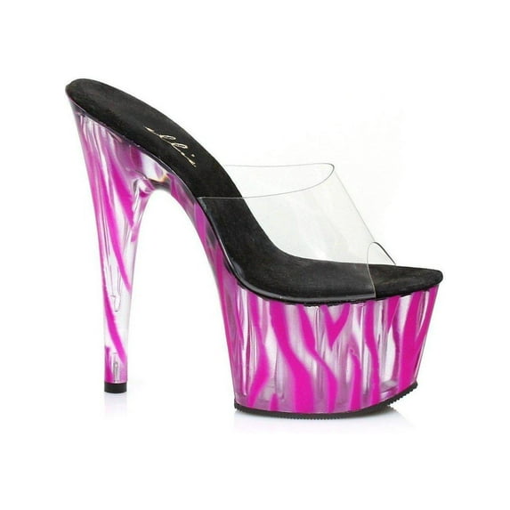 Ellie Shoes E-709-Zebra 7 Inch Womens Mule With Blacklight Zebra Pattern. Blue / 6