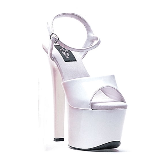 Ellie Shoes E-711-Flirt 7" Heel Womens strappy Sandal. White / 9