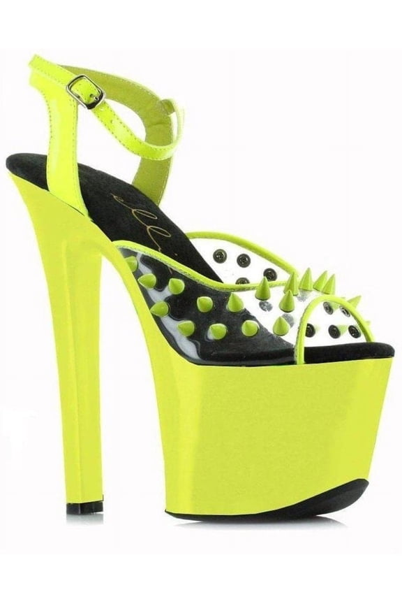 E-711-Solar 7" Heel Neon Womens Platform Blacklight Reactive Spikes. Fuchsia / 8