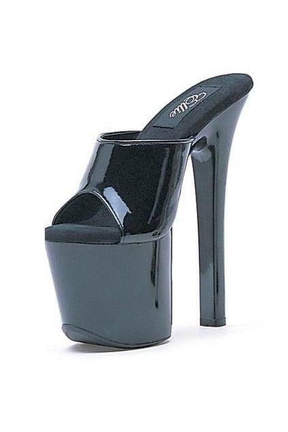 E-711-Vanity 7" Heel Womens Mule Sandal. Black / 7