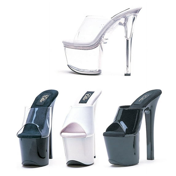Ellie Shoes E-711-Vanity 7" Heel Womens Mule Sandal. Clear/Black / 9
