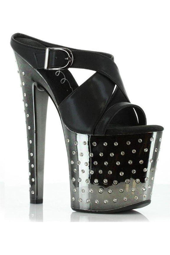 E-821-Sandra 8" Metallic Womans Sandal With Rhinestone Platform. 5 / Silver