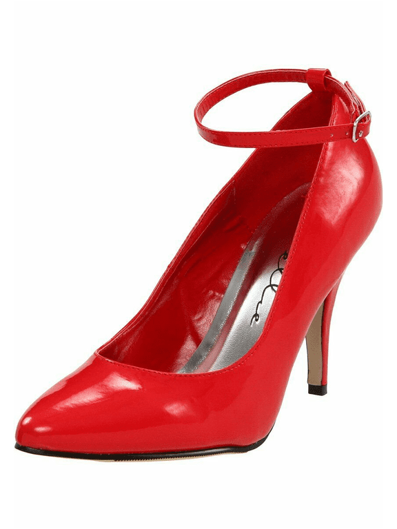 E-8221 5" Heel Womens Pump With Ankle Strap. 10 / Red