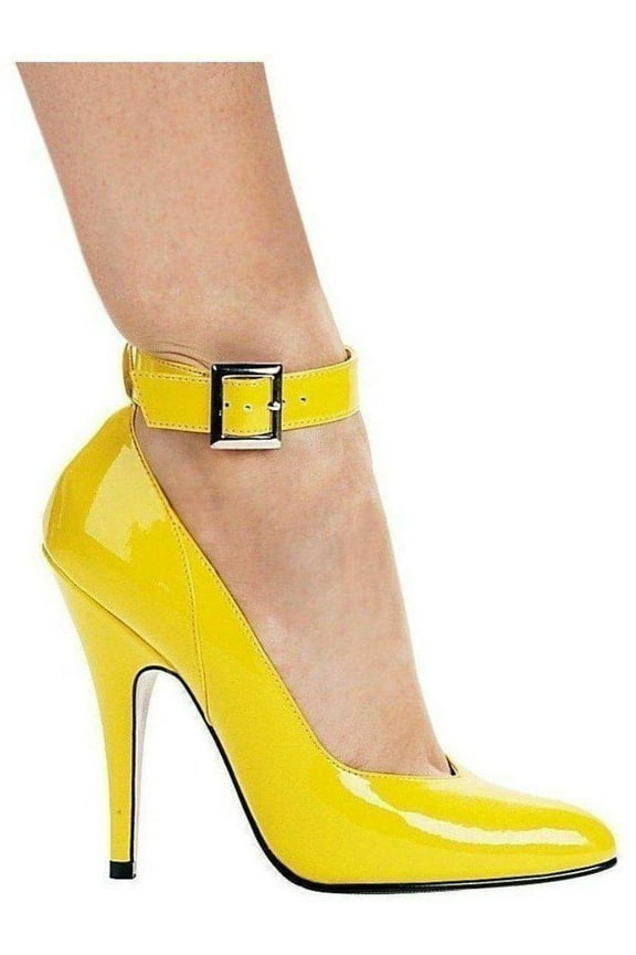 Shoes E-8221 5" Heel Womens Pump With Ankle Strap. 6 / White