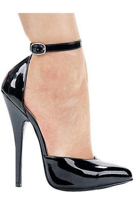 E-8265 6" Heel Womens Fetish Pump With Ankle Strap. 14 / Black