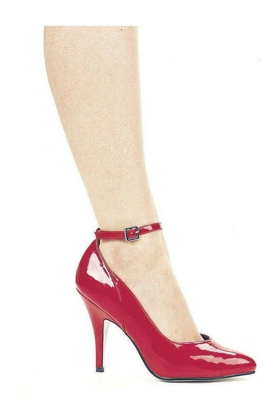 Shoes E-8401 4" Heel Womens wider "B" Width Pump W/Ankle Strap. 6 / Red