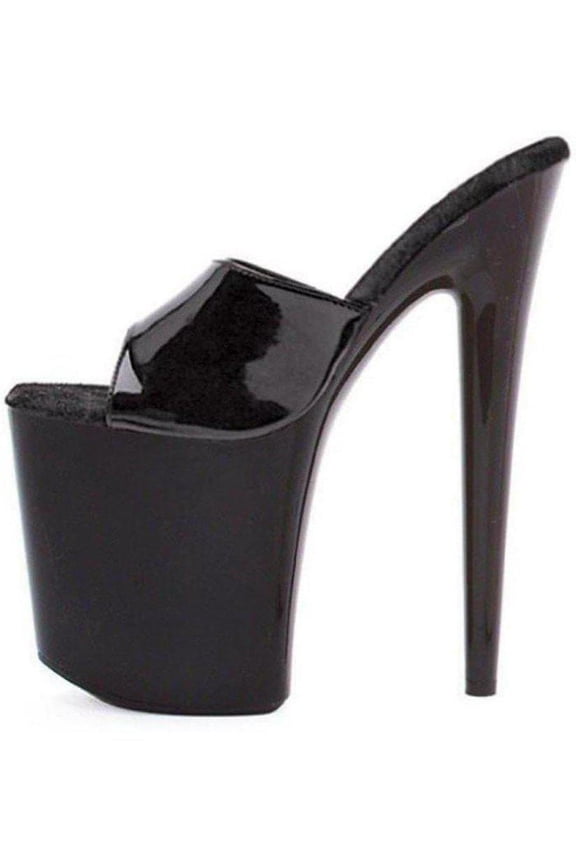 Shoes E-850-Vanity 8" Heel Womens Platform Mule. Clear/Black / 9