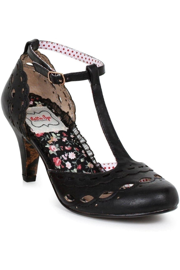 E-BP310-Raine 3 inches T Strap Cut Out Detail Heel 11 / Black