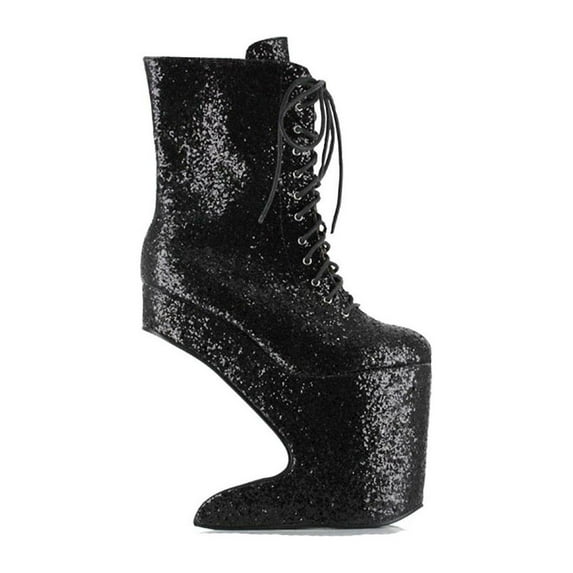 Ellie Shoes E-BP579-Chablis 5 Heel Platform Ankle Boot Silver Glitter / 6