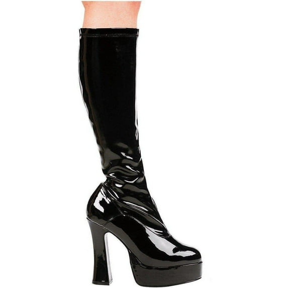 Ellie Shoes E-Chacha 5" Heel Stretch Knee Boots With Inner Zipper Black PU / 11