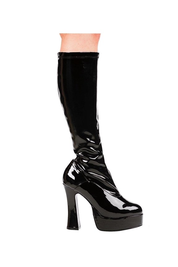 Shoes E-Chacha 5" Heel Stretch Knee Boots With Inner Zipper White PU / 11