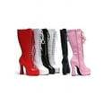 thumbnail image 1 of Ellie Shoes E-Easy Lace Up Knee Boots with 5 Inch heel 13 / Pink, 1 of 5
