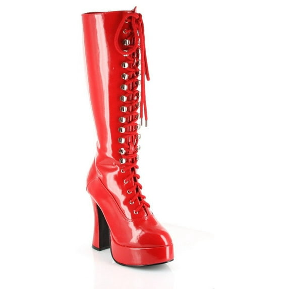 Ellie Shoes E-Easy Lace Up Knee Boots with 5 Inch heel 9 / Red
