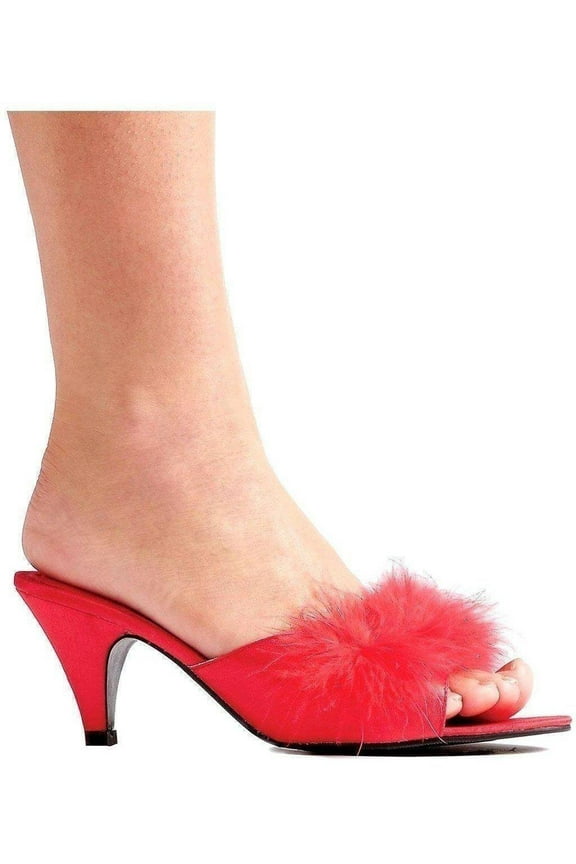 E-Phoebe 2.5 inch Heel Satin Maribou Slippers White / 6