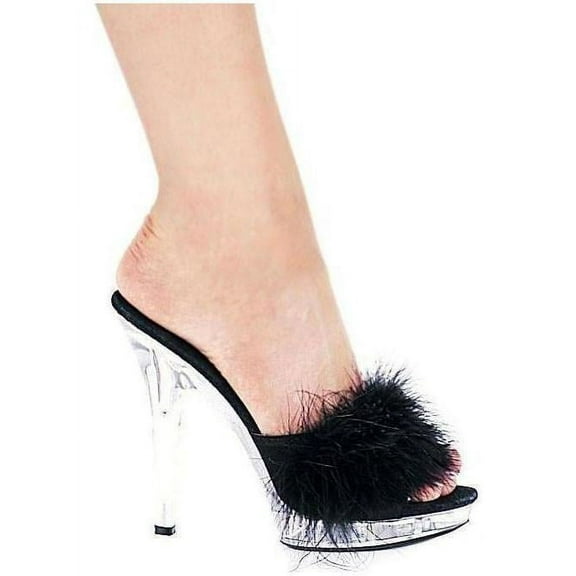 Ellie Shoes E-Sasha 5" Heel Maribou Slipper Red / 11