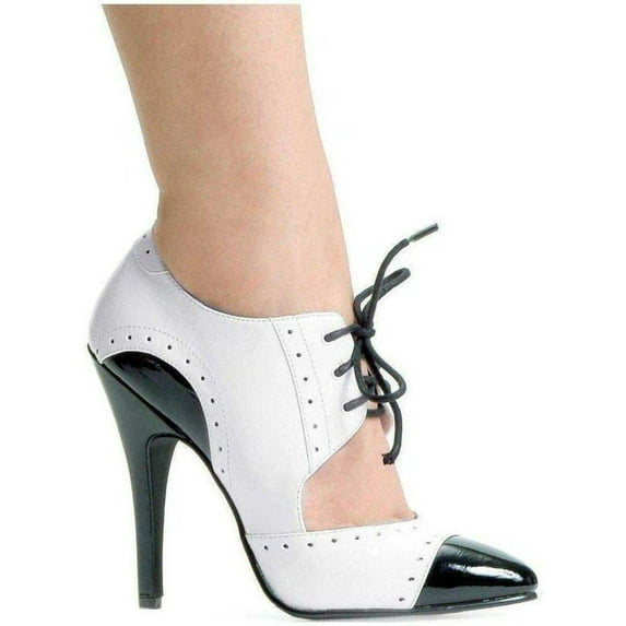 Ellie Shoes IS-E-511-Gangster 5 Heel Two Tone Closed Toe Oxford, Size 10 10 / Black/white