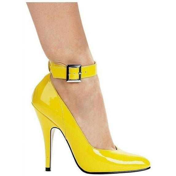 Ellie Shoes IS-E-8221 5" Heel Pump With Ankle Strap, Colors Yellow, & Black 9 / Black