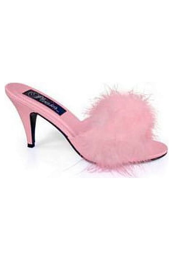Pink Satin Maribou Slippers PHOEBE Pink